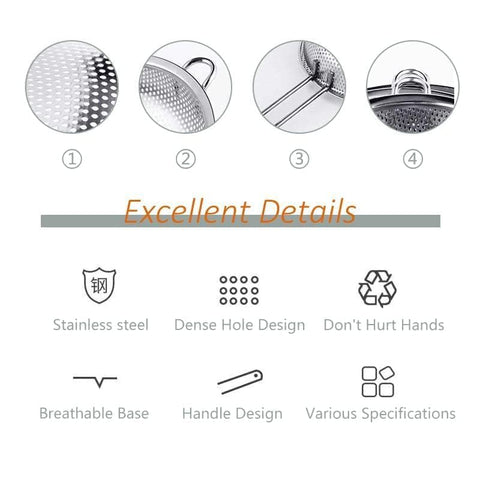GreatLink stainless mesh colander basket with concave rim for efficient draining.