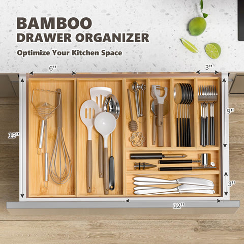 Greatseas silverware drawer setup, deep compartments help separate flatware and spoons.