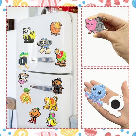 GREAWOD Brainrot magnets on metal door adding playful decor and reminders