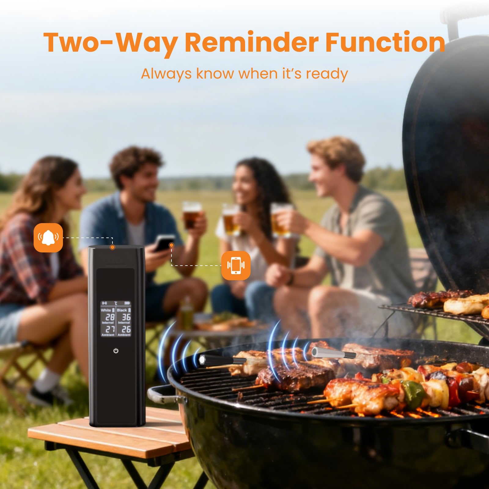 Grebilux IP67 waterproof probes withstand outdoor grilling splashes