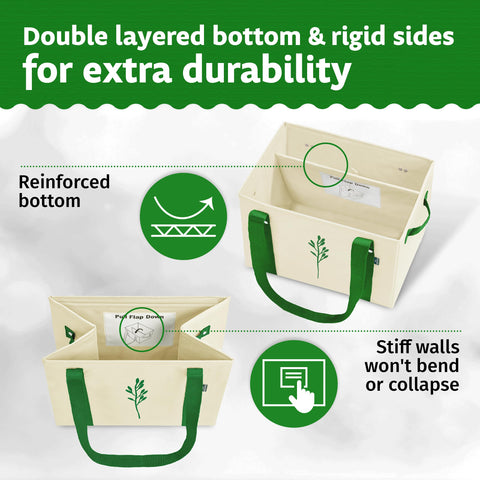 Green Bulldog Bags foldable tote stores neatly when not in use.