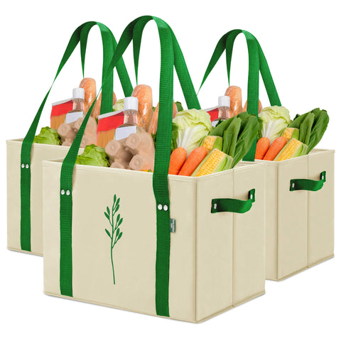 Green Bulldog Bags heavy-duty-65lbs capacity for groceries.