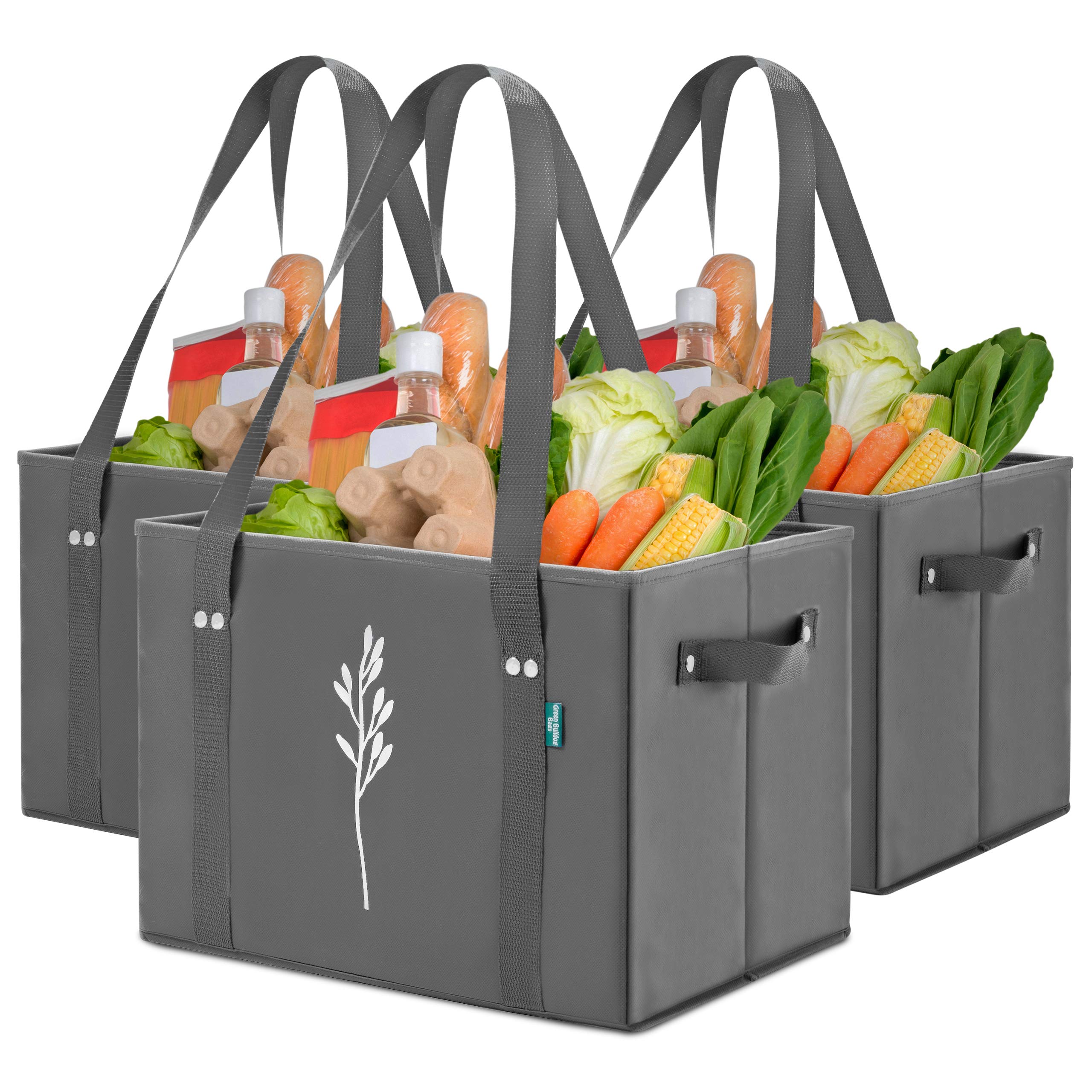 Green Bulldog Bags heavy-duty grocery bag front view for reliable carrying.