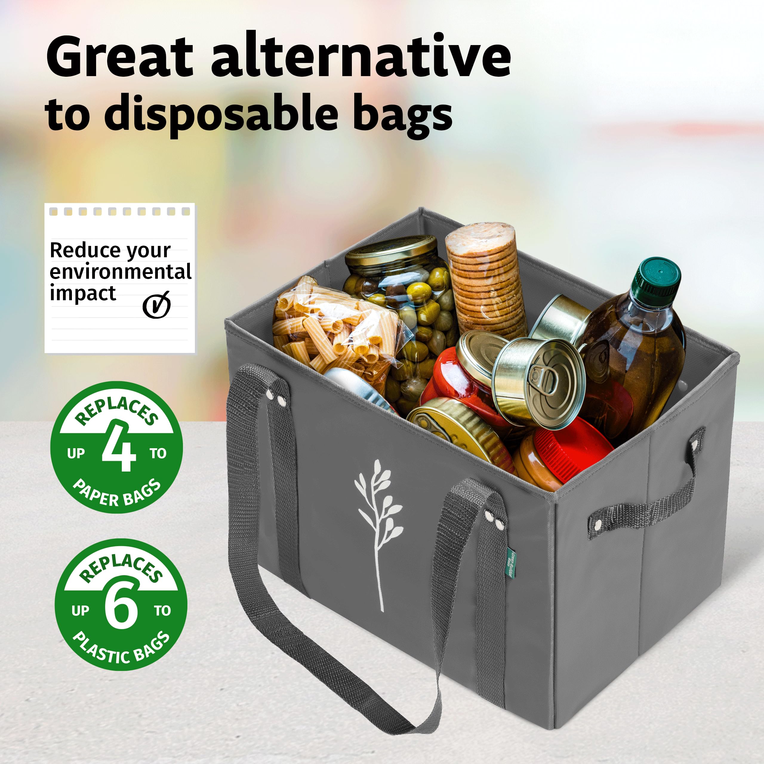 Green Bulldog Bags reinforced bottom maintain shape when loaded.