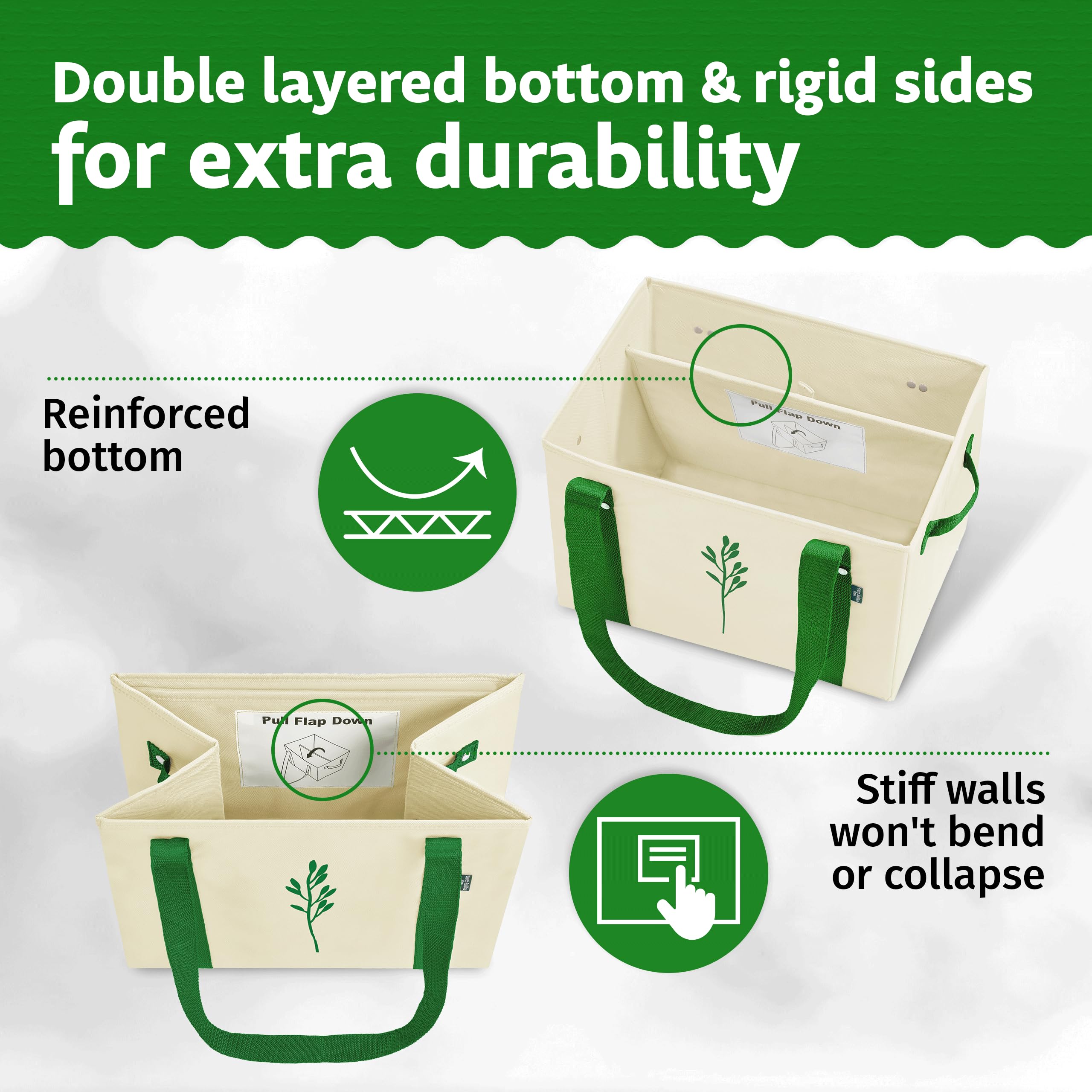 Green Bulldog Bags water-resistant material, quick wipe clean for mess days.