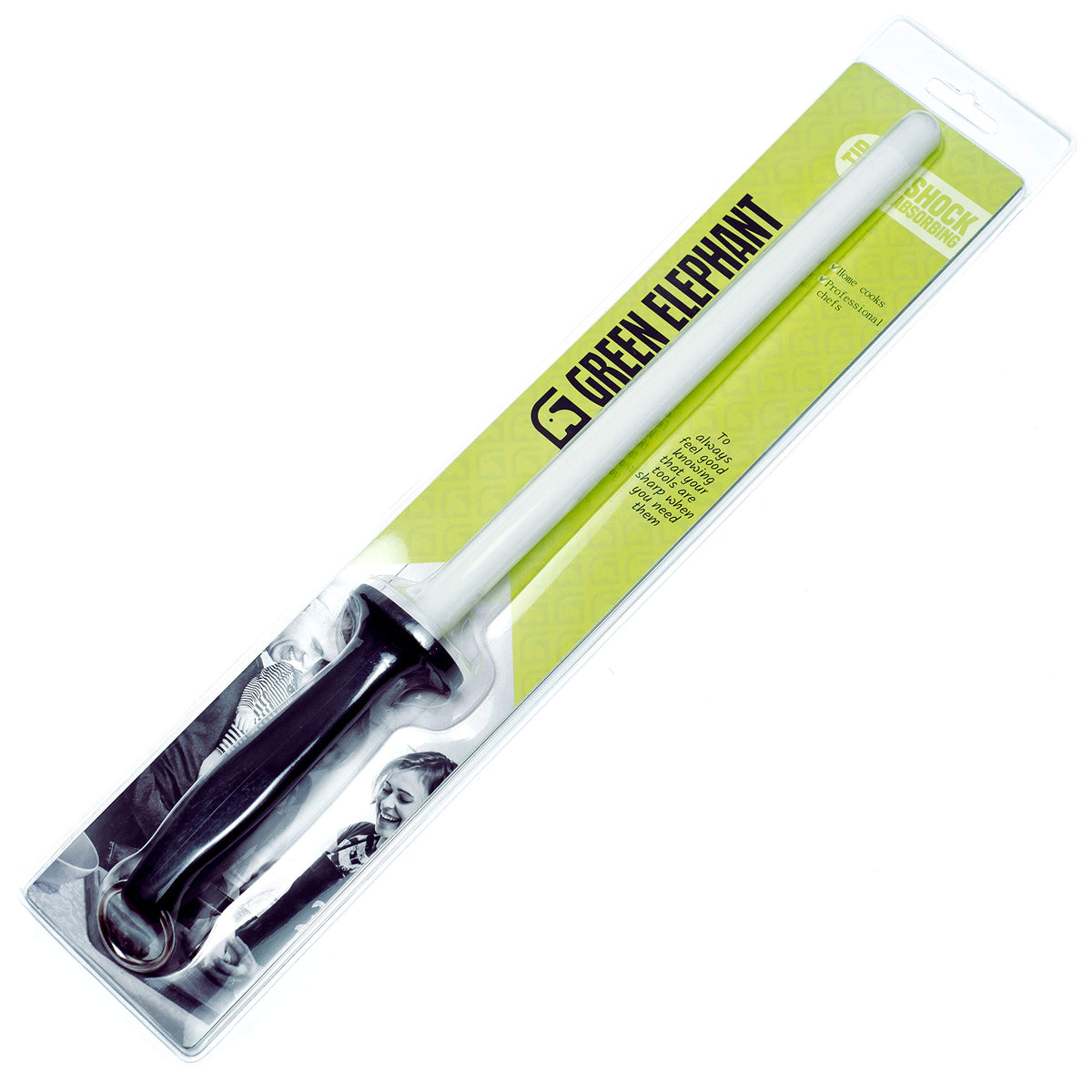 Green Elephant 11-inch ceramic sharpening rod for precise edge maintenance.