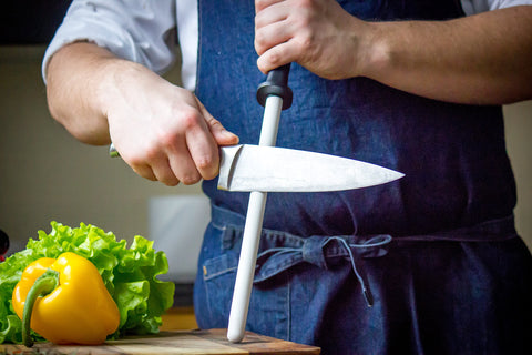 Green Elephant ceramic sharpening rod with shatterproof design for safer handling.