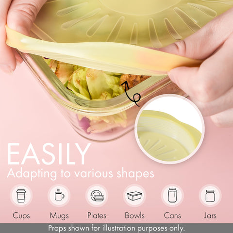 Green Hearth food-grade silicone lids resist heat and cold safely for microwaves and freezers