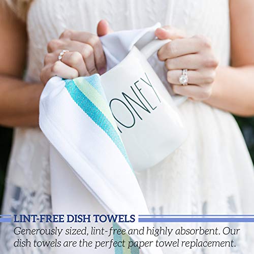 Green Lifestyle towels with herringbone texture ideal for heavy use.