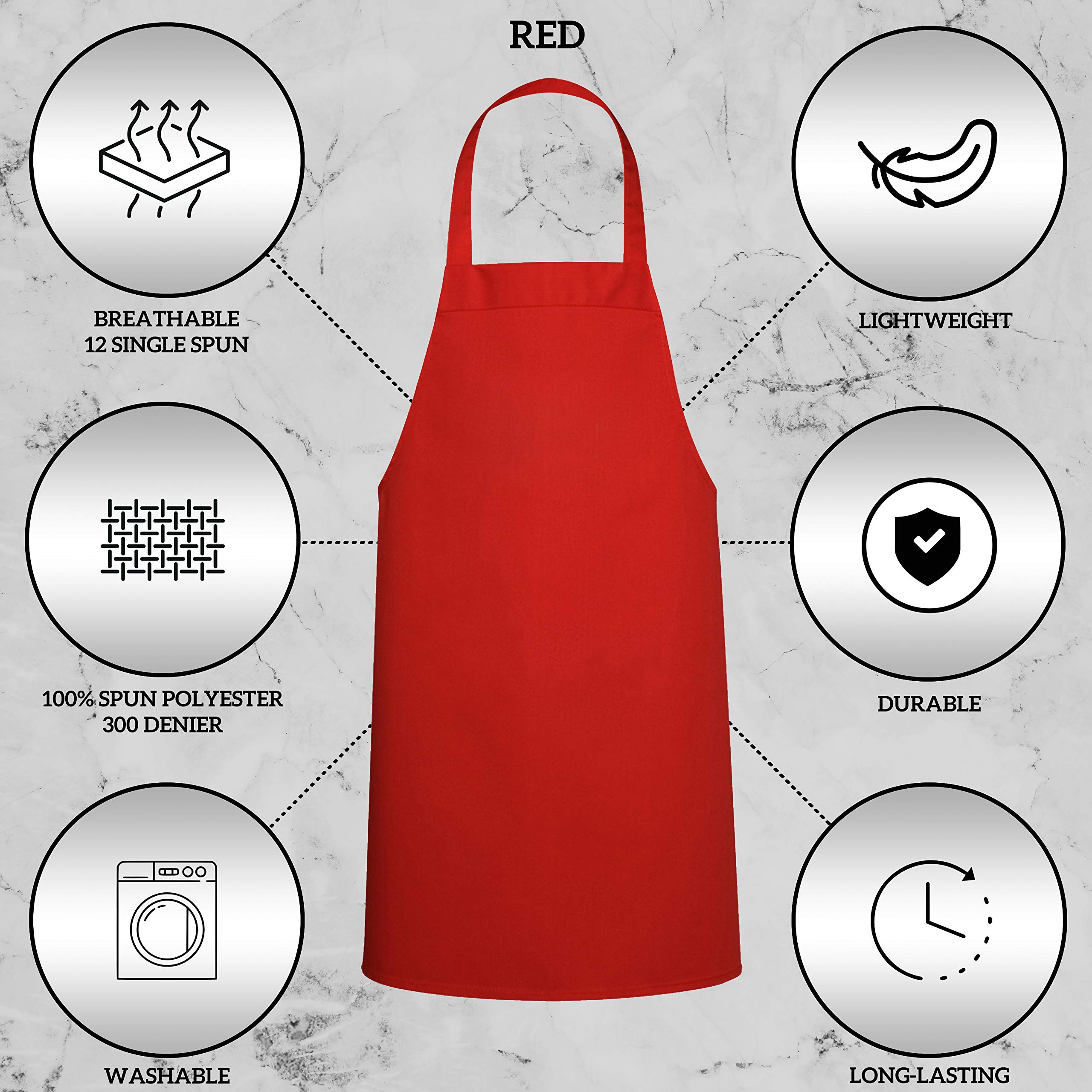 Green Lifestyle product shot of durable red bib apron fabric.