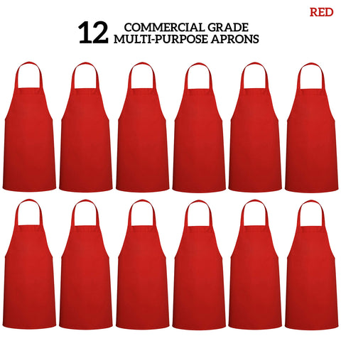 Green Lifestyle red apron without pockets flat view for prep sessions.