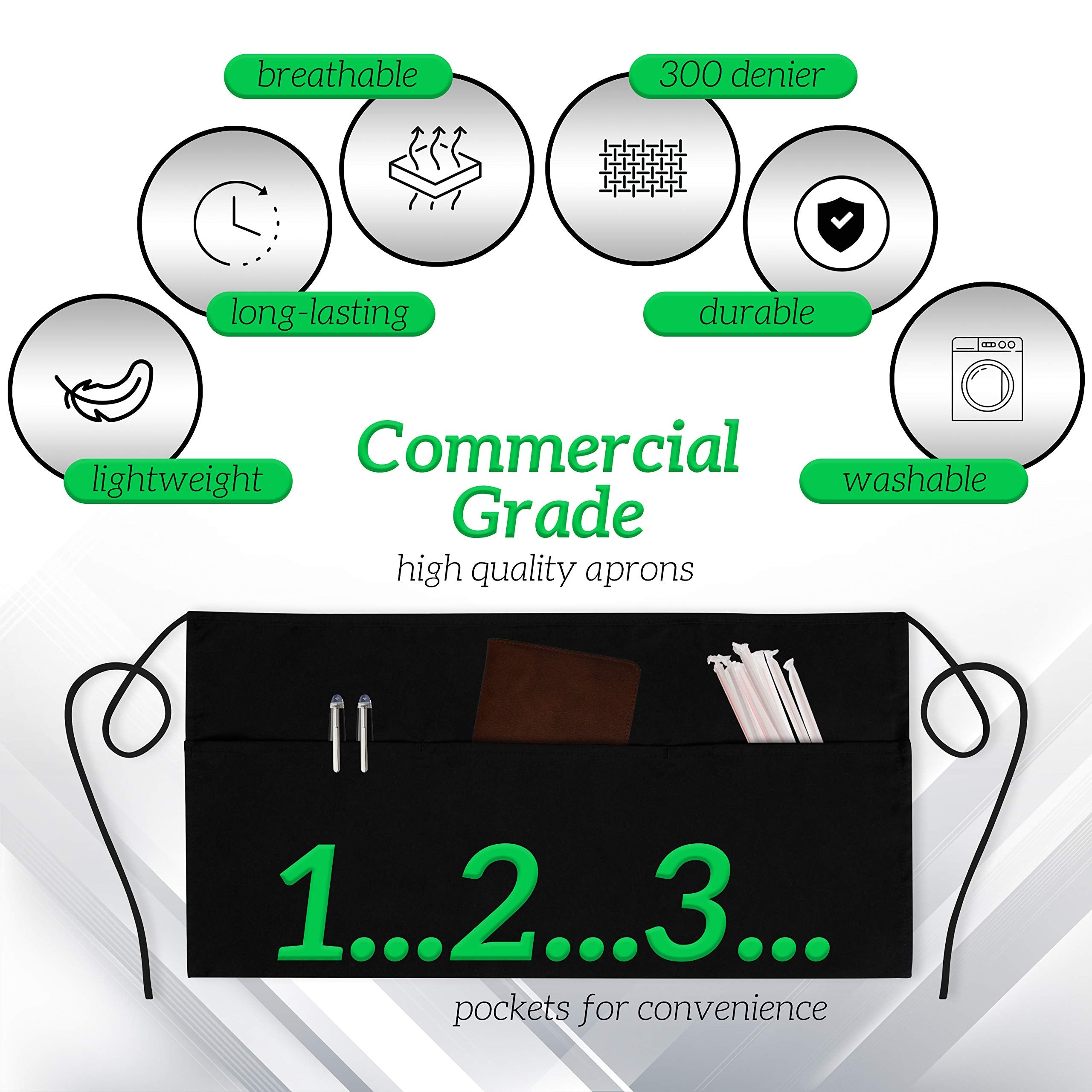 GREEN LIFESTYLE Server Apron pocket detail highlights easy storage for pens and pads.