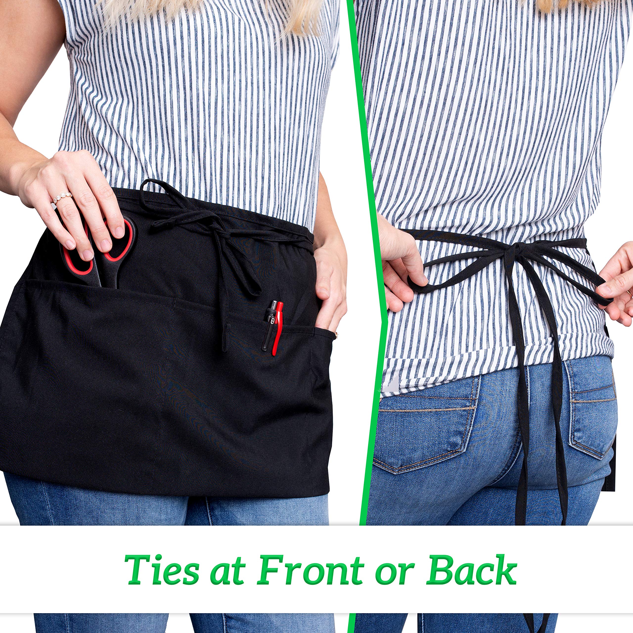 GREEN LIFESTYLE Server Apron pocket organization helps quick tool access.