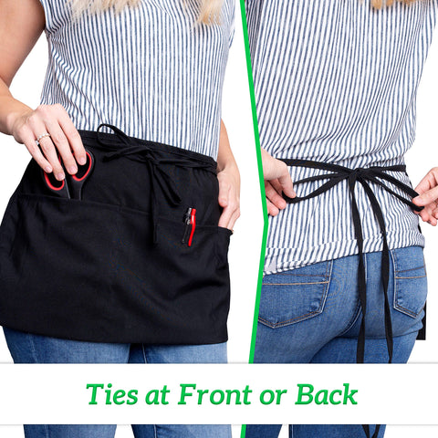 GREEN LIFESTYLE Server Apron pocket organization helps quick tool access.