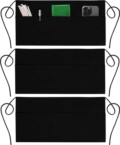 Green Lifestyle three-pack server aprons with pockets for quick tool access in busy service
