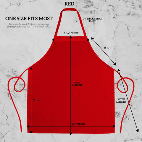 Green Lifestyle unisex red apron without pockets ready for cooking tasks.