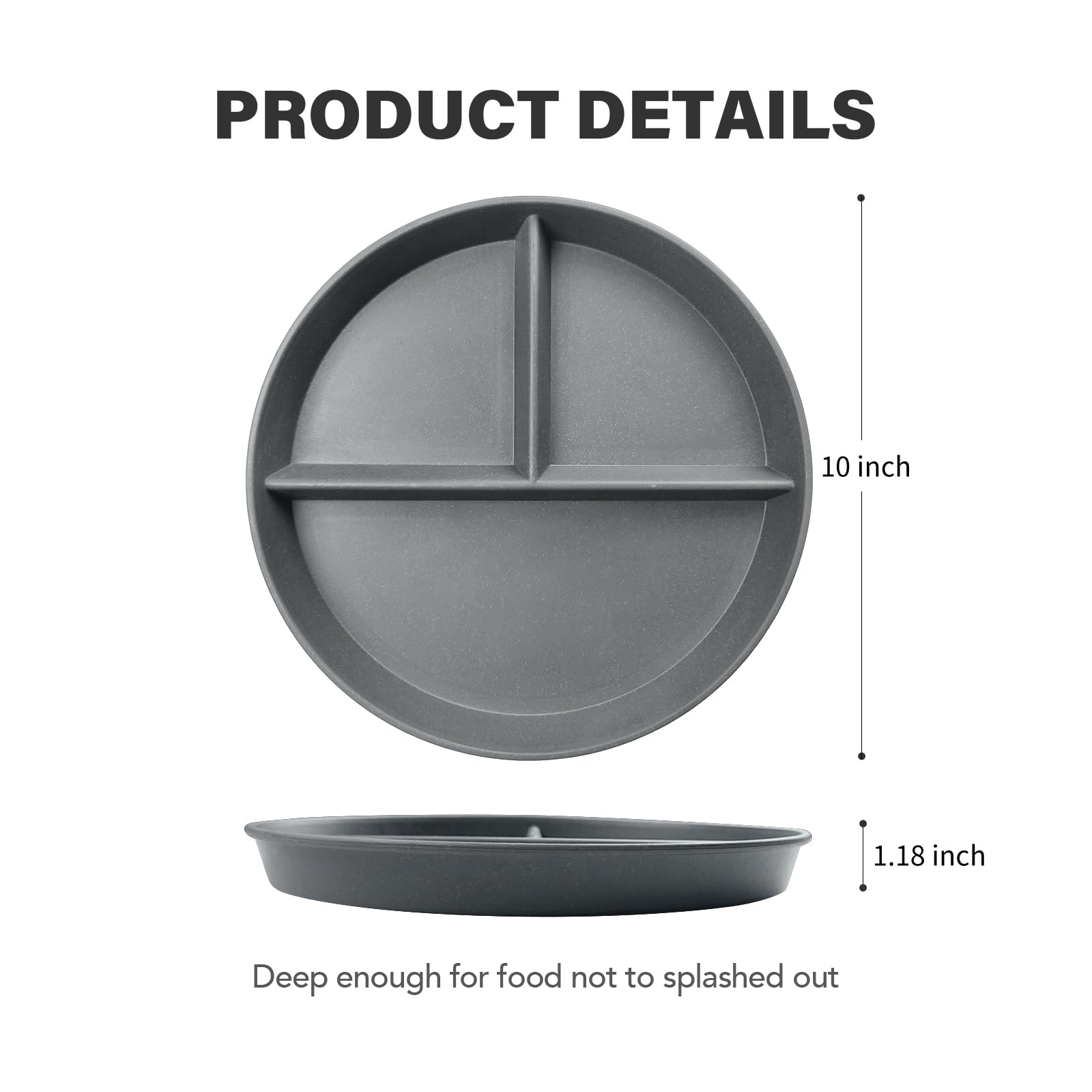 Greenandlife 10inch divided plate in dark grey ideal for kid-friendly lunches