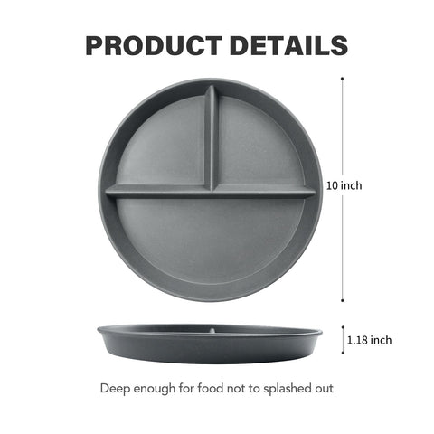 Greenandlife 10inch divided plate in dark grey ideal for kid-friendly lunches