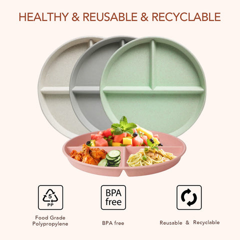 greenandlife 10 inch grey divided plate for convenient meal prep and cleanup