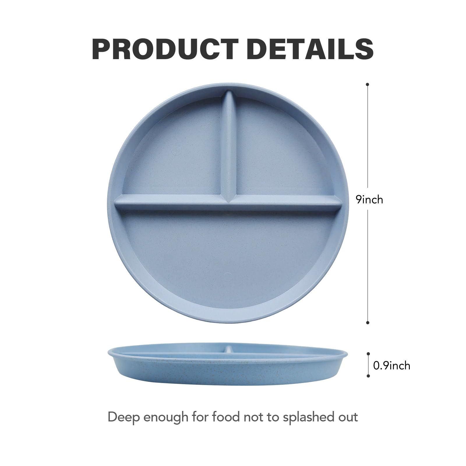 Greenandlife 9-inch divided plate in airy blue highlights color variety for meal planning.