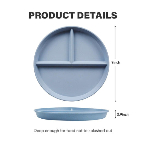 Greenandlife 9-inch divided plate in airy blue highlights color variety for meal planning.