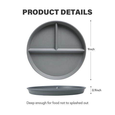 Greenandlife 9-inch divided plate in dark grey for everyday use and simple storage
