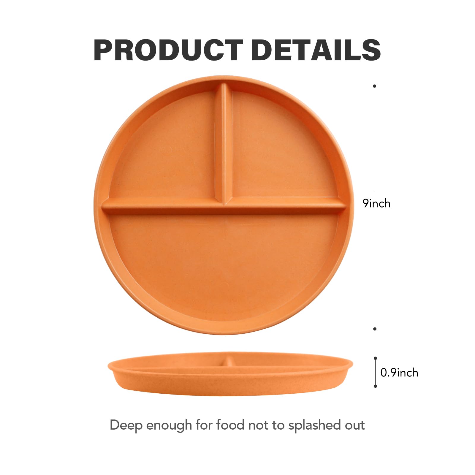 Greenandlife 9-inch divided plate in Orange, perfect for kids' meals and snacks.