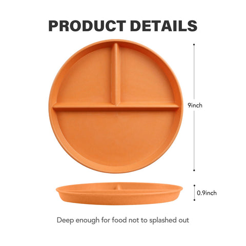 Greenandlife 9-inch divided plate in Orange, perfect for kids' meals and snacks.