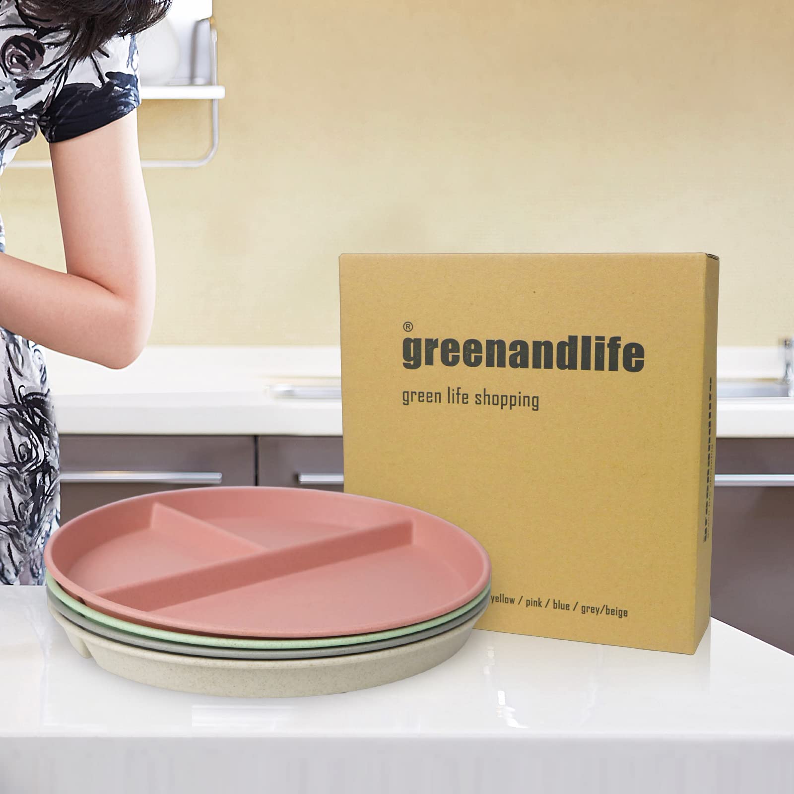 greenandlife 3-compartment plate for controlled portions during meals