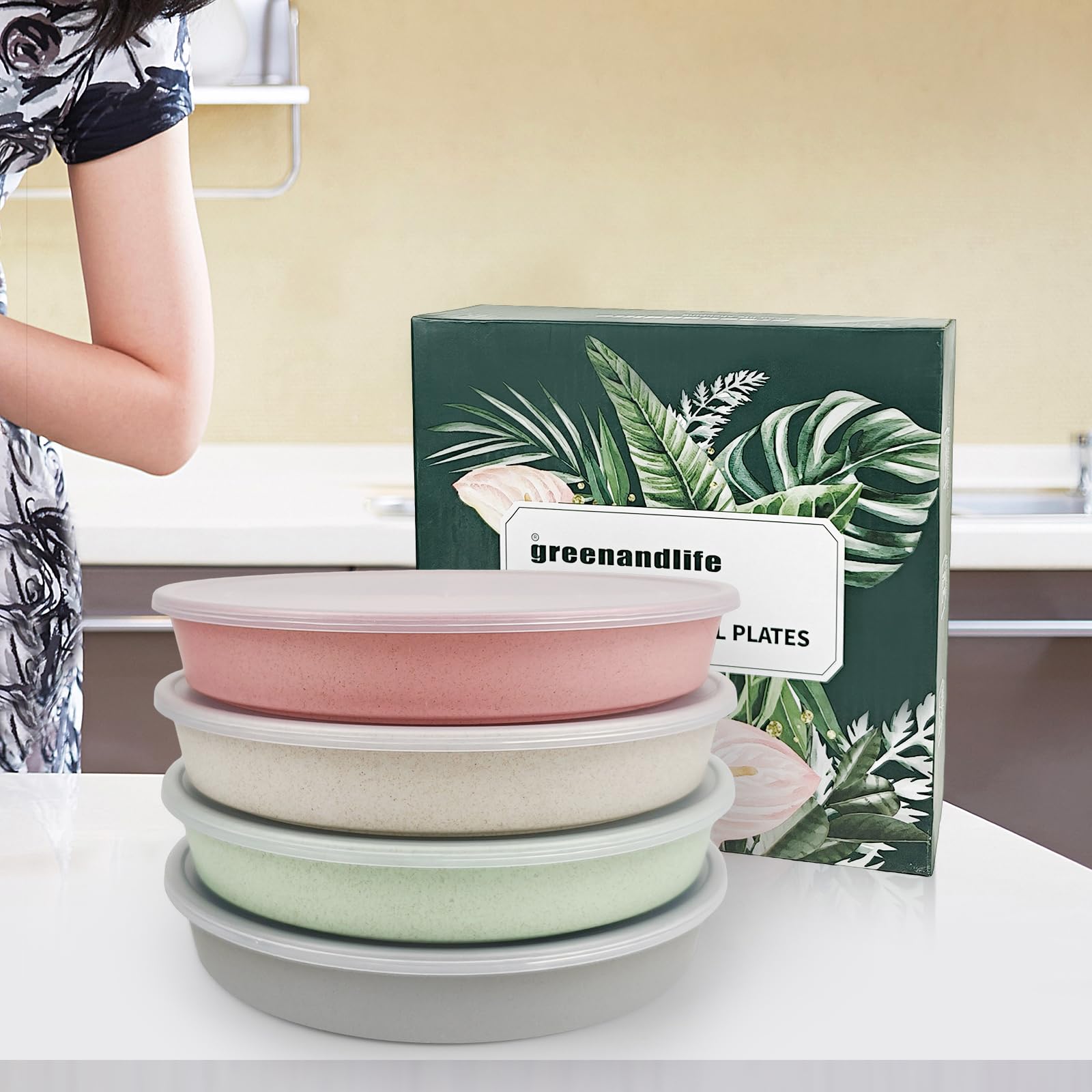 greenandlife stackable plate set saving fridge space