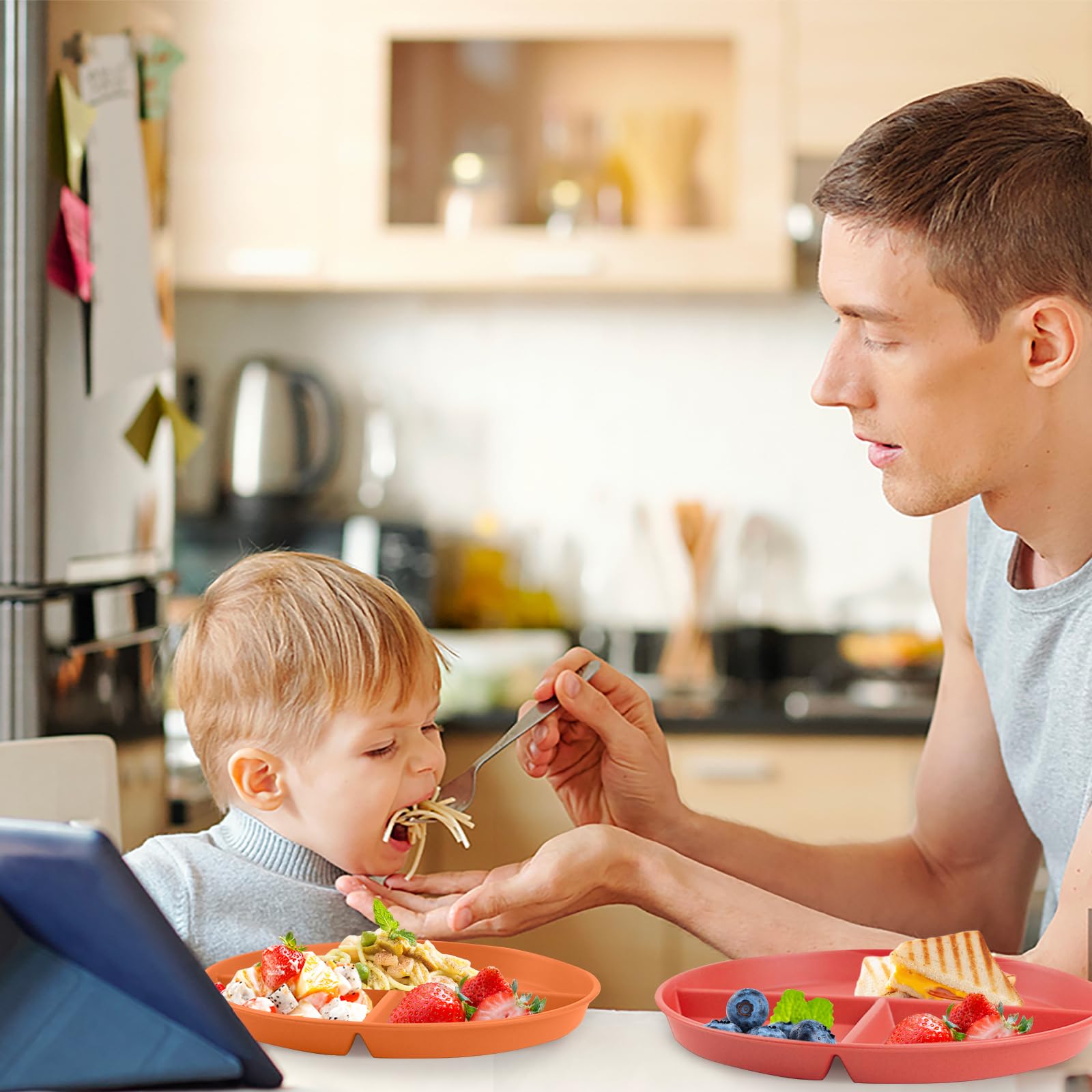 Greenandlife stackable plate stored neatly in cabinet or fridge for easy prep.