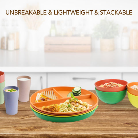 Greenandlife unbreakable divided plate close-up, showcasing durable, kid-friendly design.