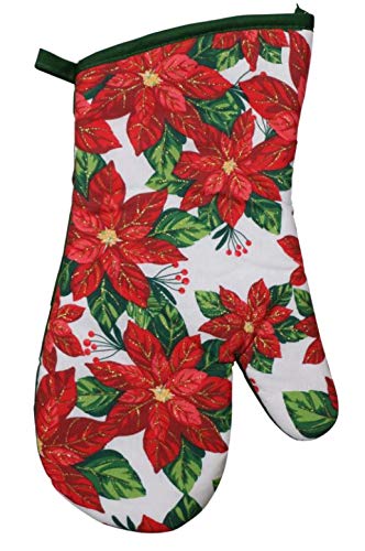 Greenbrier Poinsettia fabric closeup highlights festive texture.