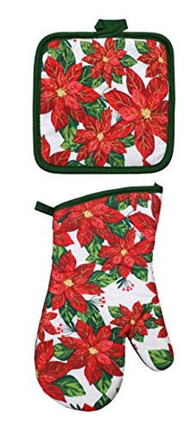 Greenbrier Poinsettia oven mitt ensures a safe grip on hot dishes.