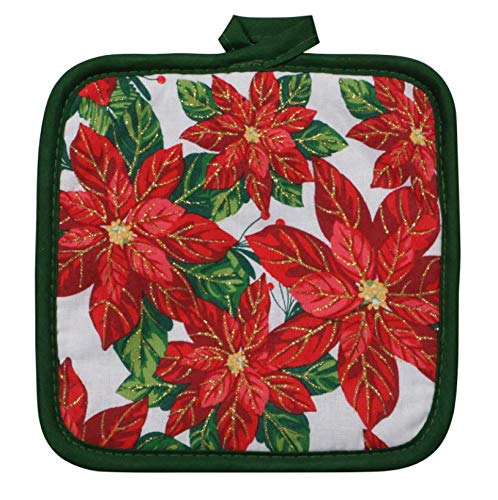 Greenbrier Poinsettia stitching detail demonstrates durable construction for holidays.