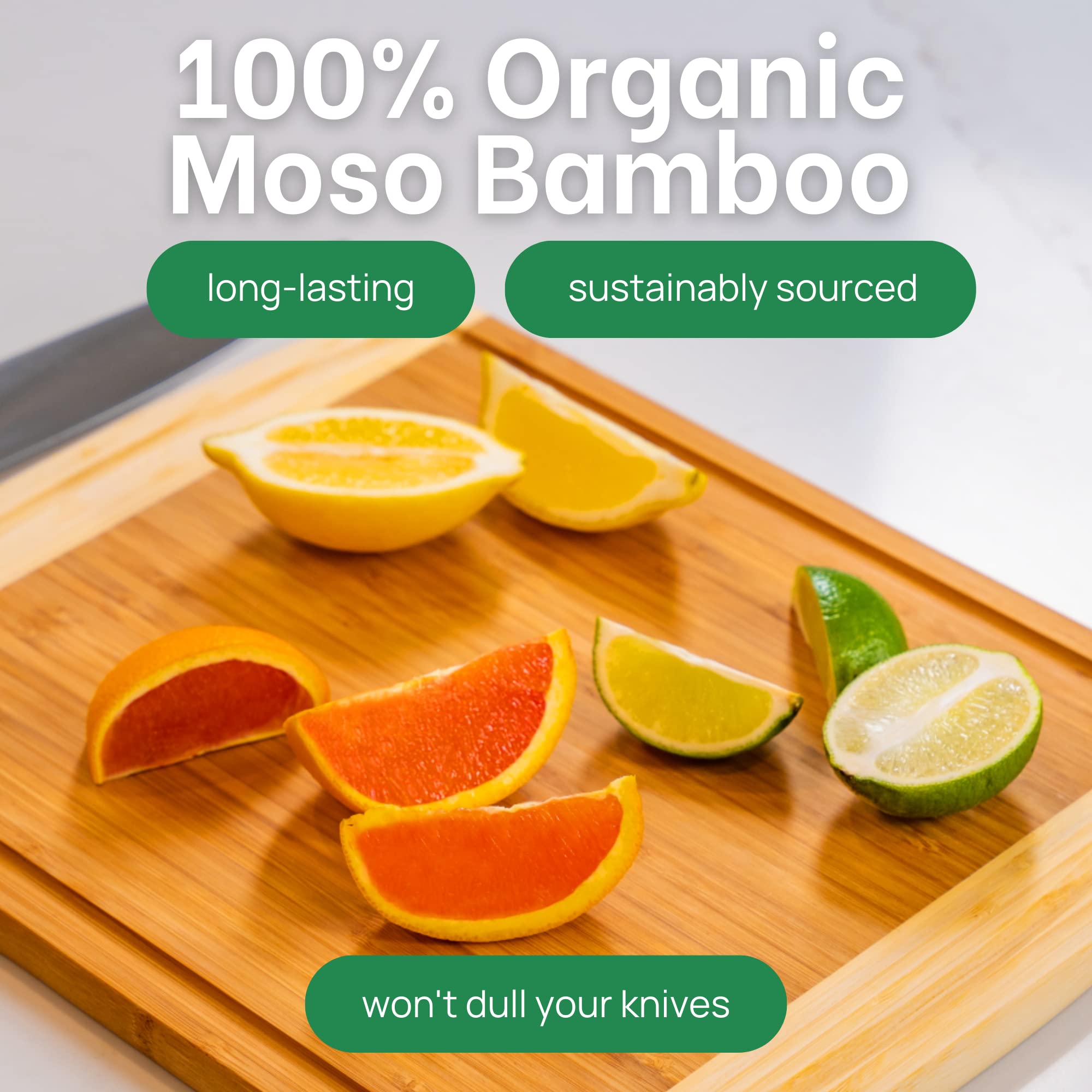 Greener Chef cutting board vertical grain construction enhances durability under daily use