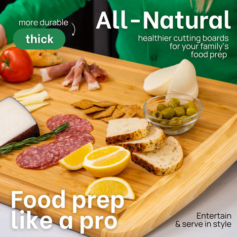 Greener Chef 24-inch bamboo cutting board ready for charcuterie platters