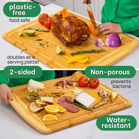 Greener Chef 24-inch bamboo cutting board knife-edge-friendly surface protects blades