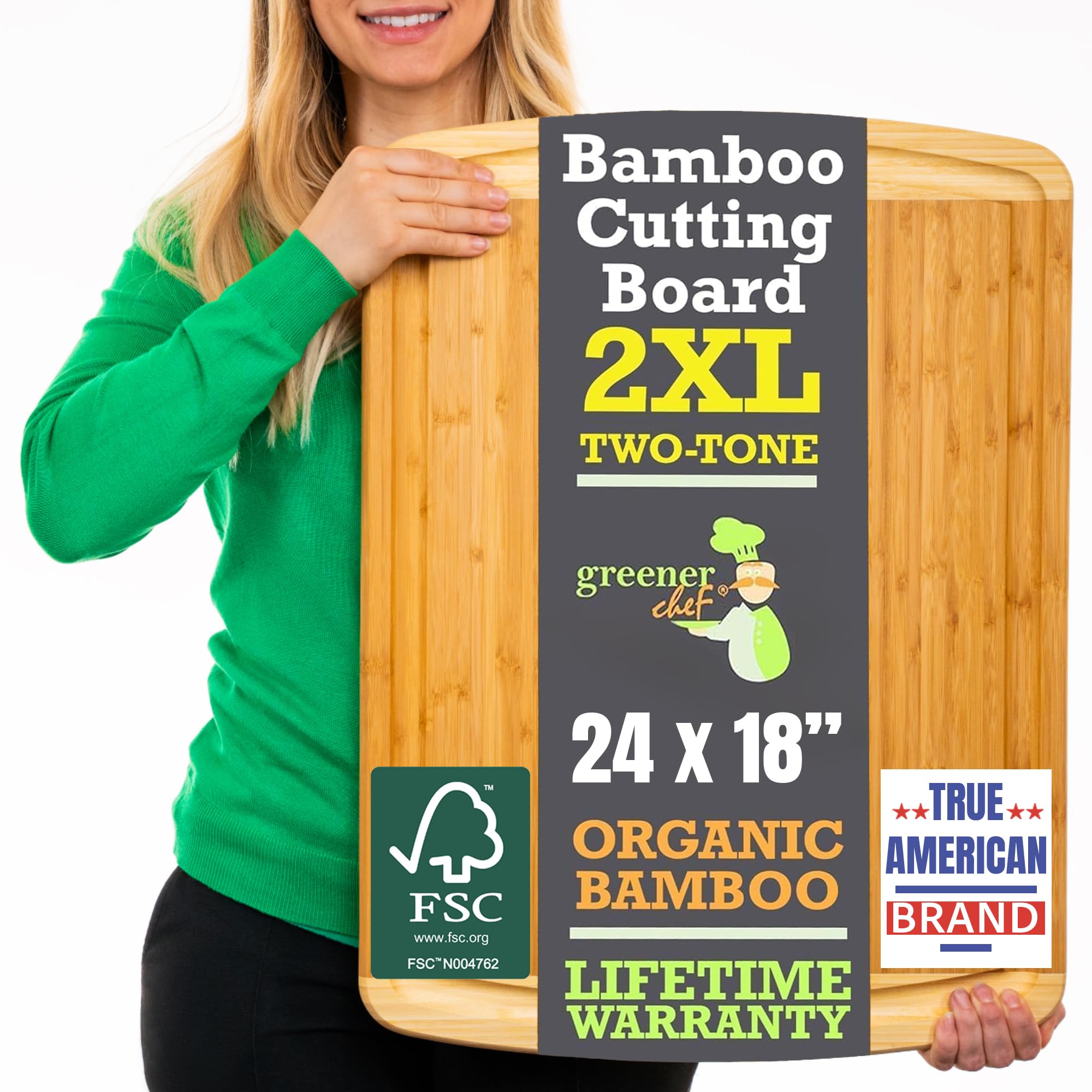 Greener Chef 24-inch bamboo cutting board over sink for space-saving meal prep