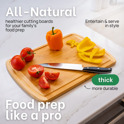 Greener Chef reversible design with deep juice groove for mess containment.