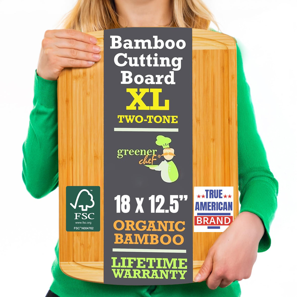 Greener Chef bamboo board with vertical grain for durable daily chopping.