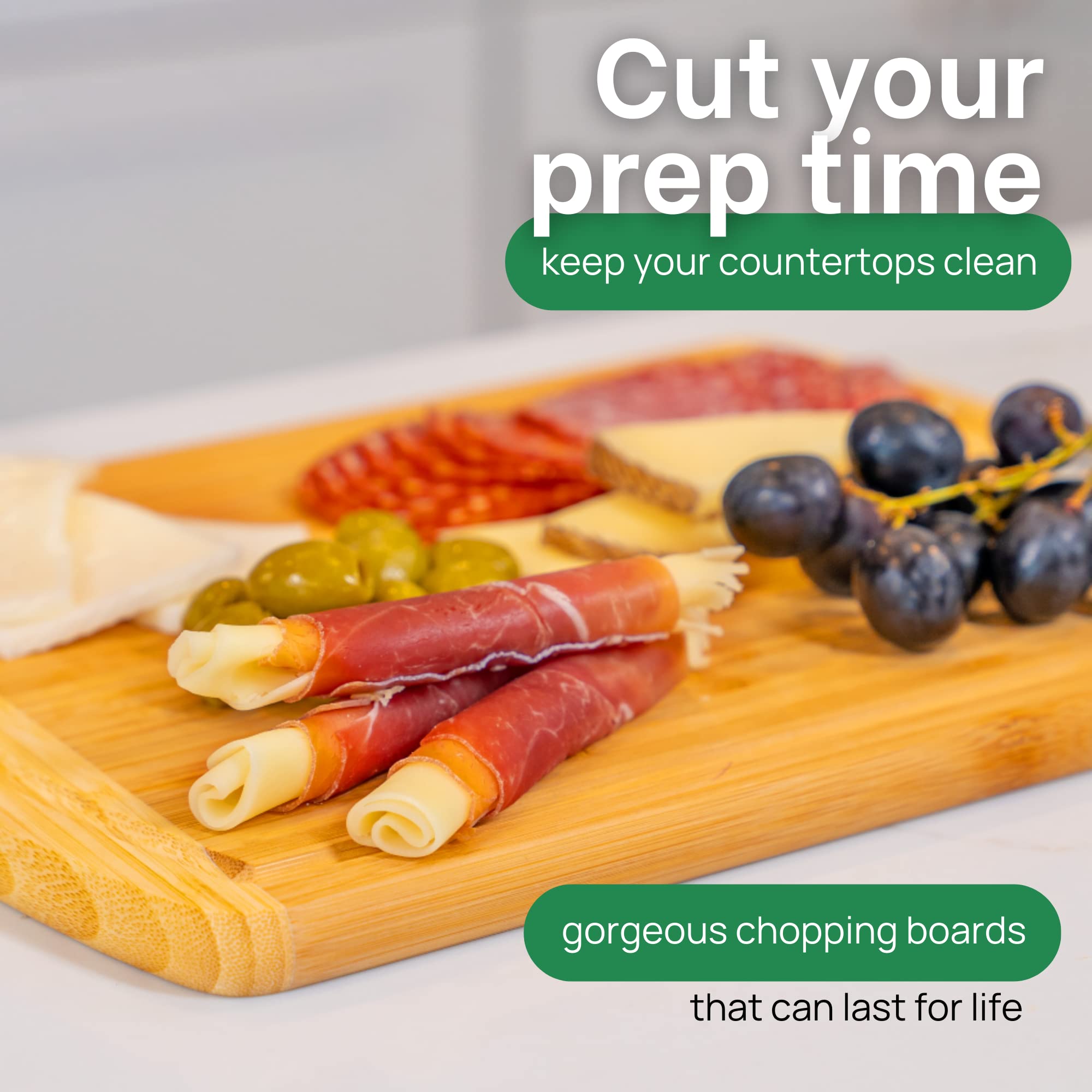 Greener Chef 12-inch board suitable for meats and vegetables on a stable surface