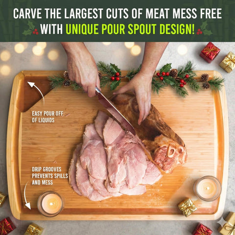 Greener Chef bamboo surface shows safe, organic material for food prep.
