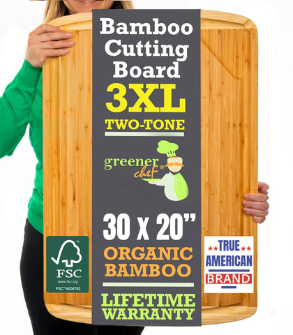 Greener Chef cutting board 30x20 overview provides ample prep space for large meals.