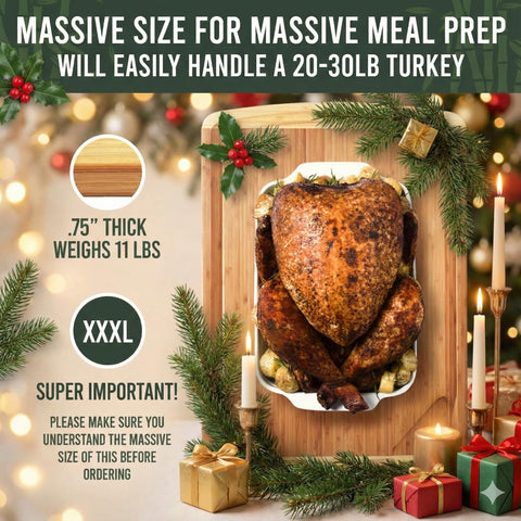 Greener Chef cutting board with juice reservoir and pour spout for clean counters.