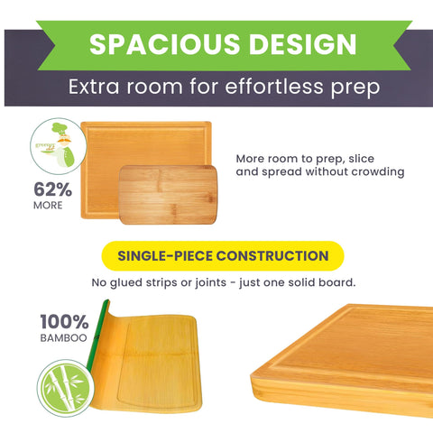 Greener Chef 3-piece cutting board set shown together on a kitchen counter