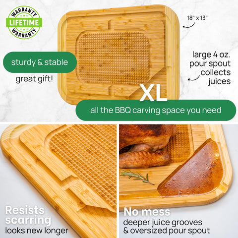 Greener Chef meat carving board sized 18 by 13 inches for large cuts.