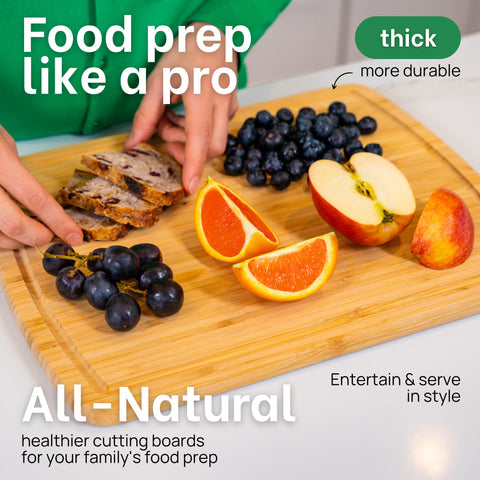 Greener Chef medium cutting board demonstrates 14.5 by 11.5 inch size.