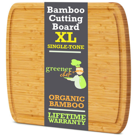 Gift-ready packaging of Greener Chef XL bamboo cutting board