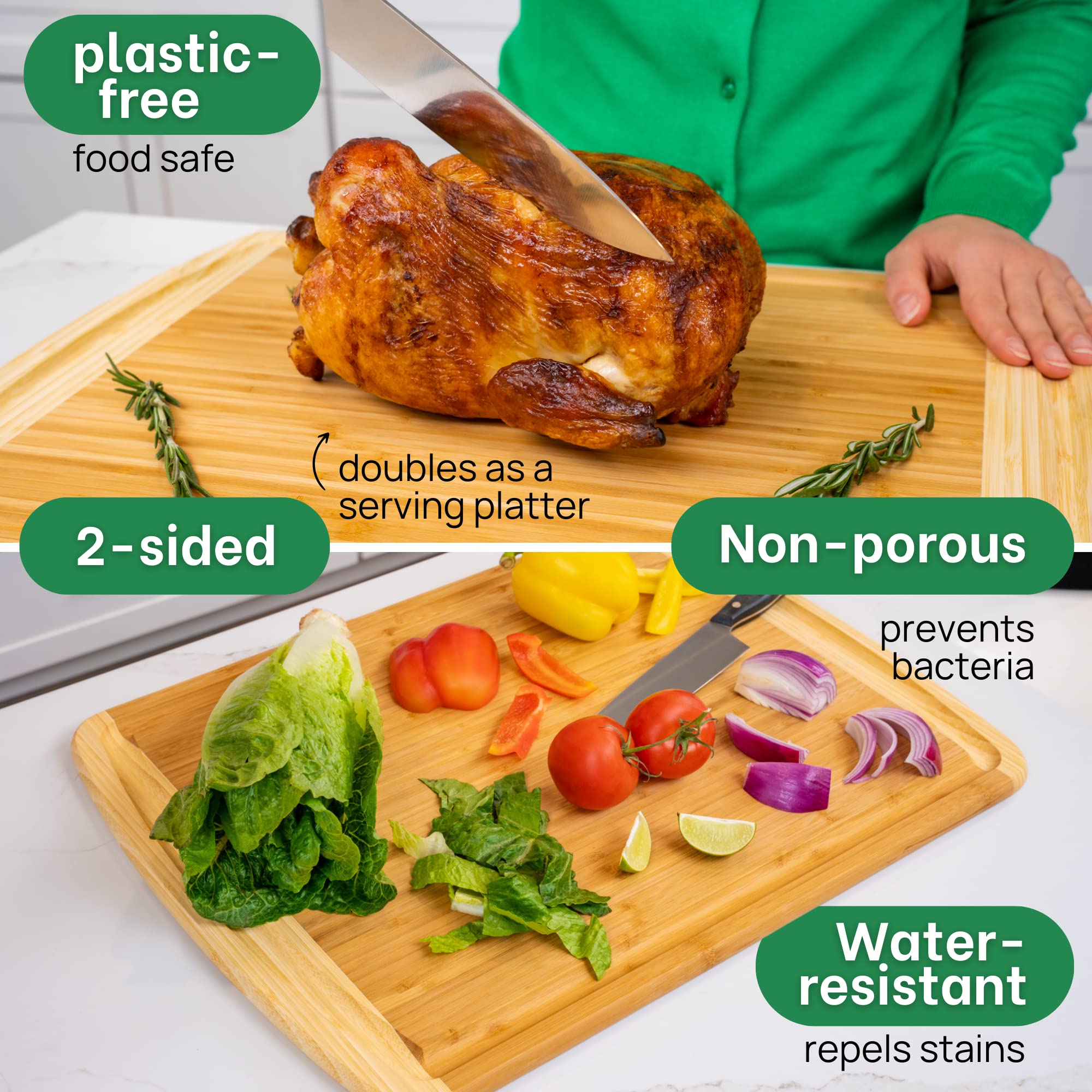 Greener Chef XL bamboo cutting board lightweight design for daily tasks